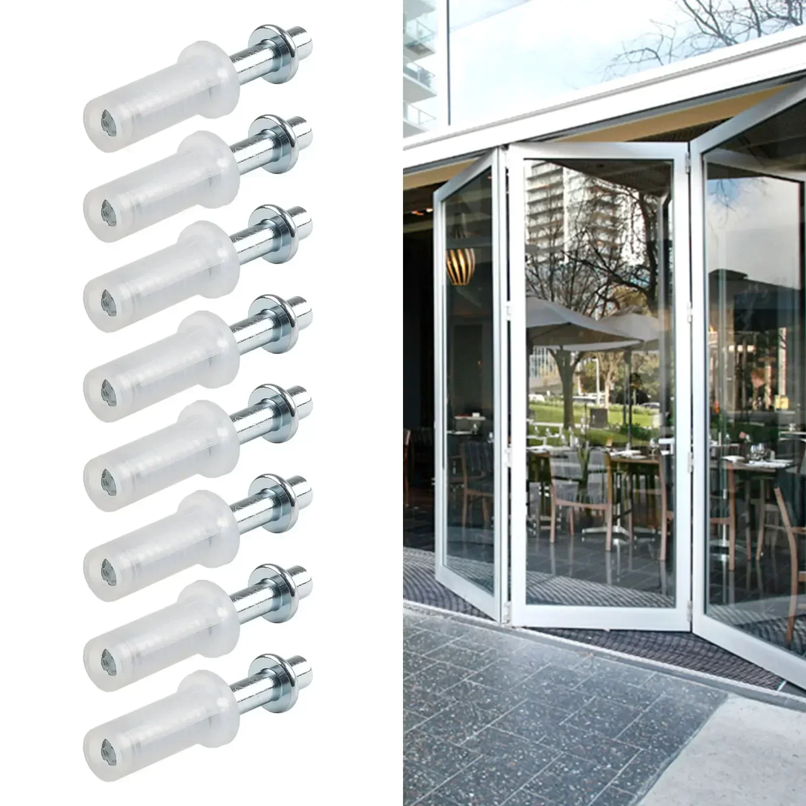 Hardware Top Pivot 8PCS BiFold Bifold Door Hardware Door Top Pivot Fit Jamb Floor Stand Nylon Silver Replacement