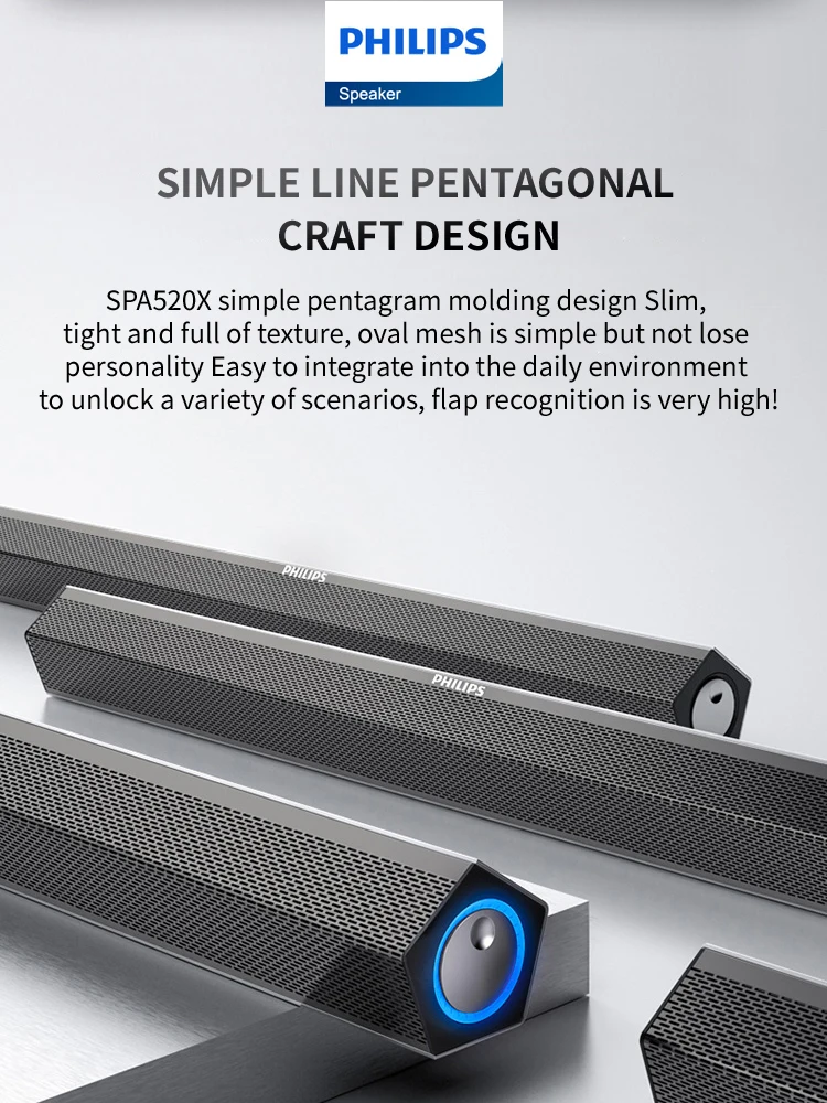 New Philips SPA520S Speaker Fashion Laptop Music Player Desktop
