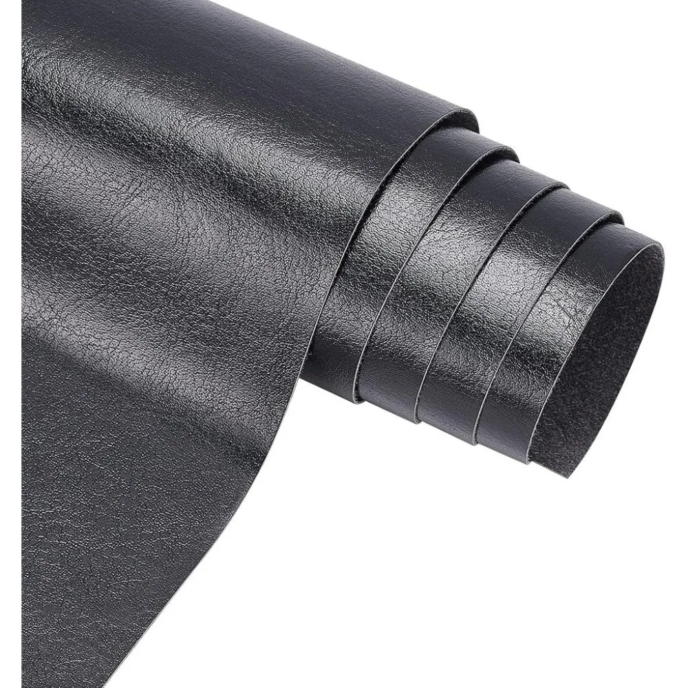 Black PU Leather Roll - Solid Color, 13 x 55, 0.4mm Thick - Ideal for Dressmaking and Crafts
