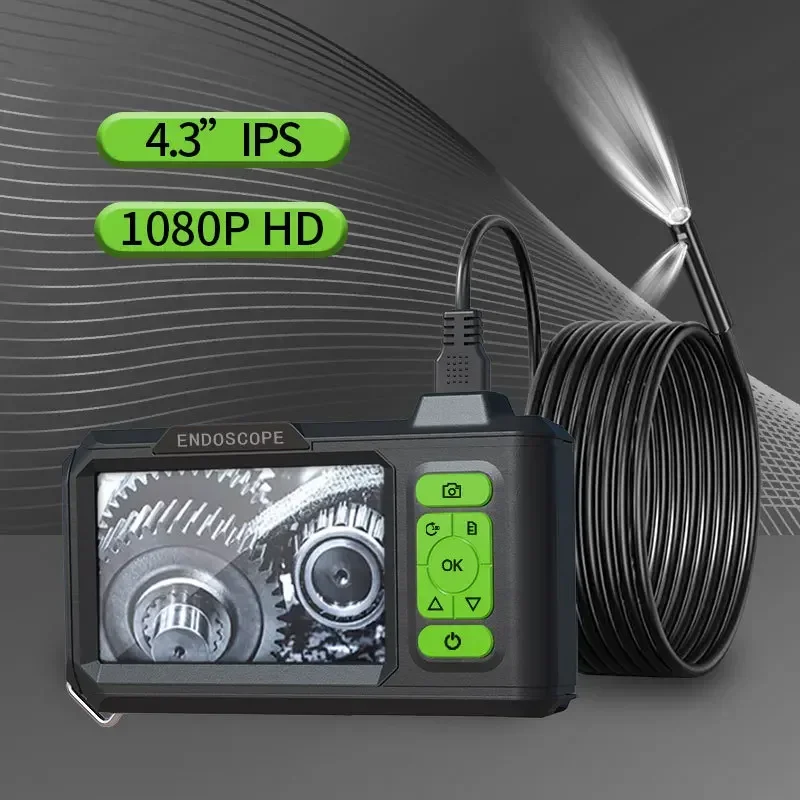 New industrial endoscope 4.3-inch IPS screen HD 1080P endoscope 8mm lens automotive pipeline IP67 waterproof portable camera