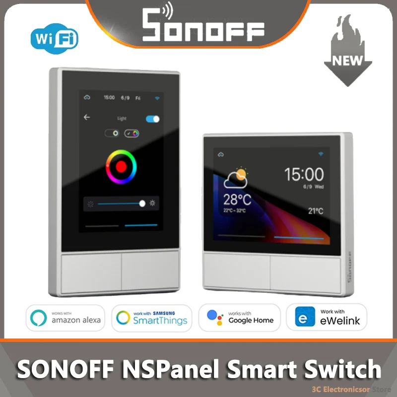 Sonoff Nspanel White Wifi Smart Scene Wall Switch Eu/ Us Termostato Display Interruptor Smart Home Di Alexa Google Ewelink Alice
