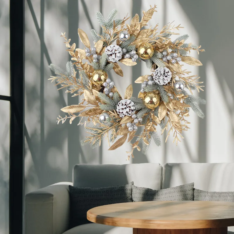 Magnifique Couronne De Noël Décorative Pour Porte D'entrée - Fabriquée à La Main - Avec Pommes De Pin Et Rotin - Pour Fêtes Et Festivals