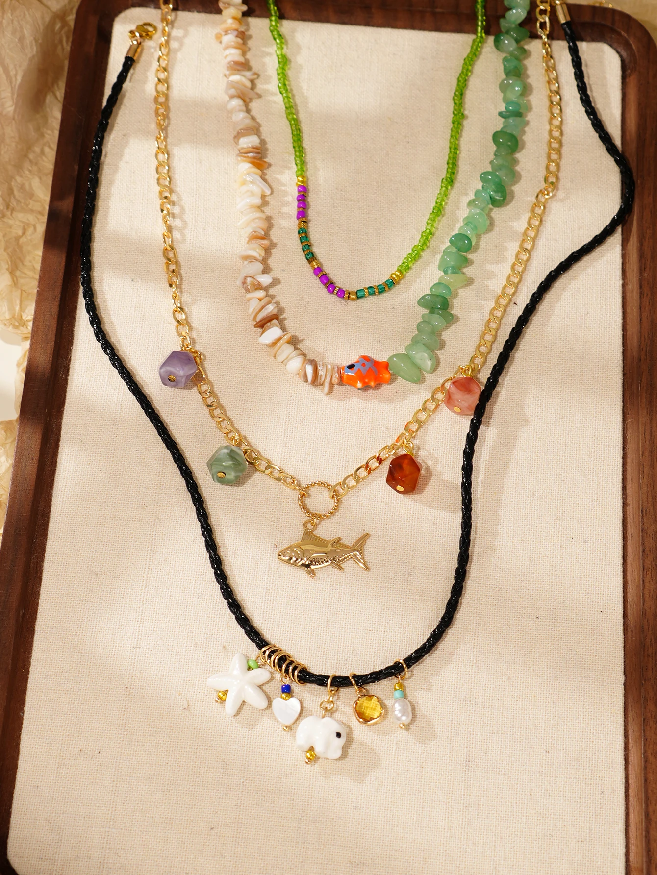 4pcs Womens Bohemian Necklace