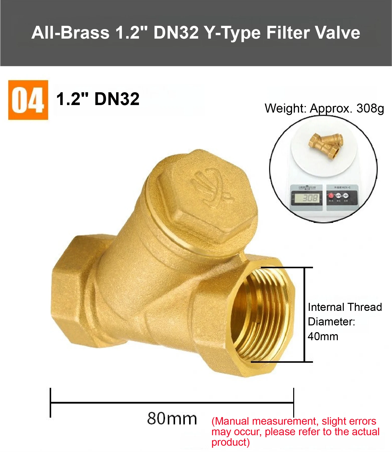 Inline Brass Y Strainer Valve Threaded Female PN16 Sediment Filter with SS Mesh