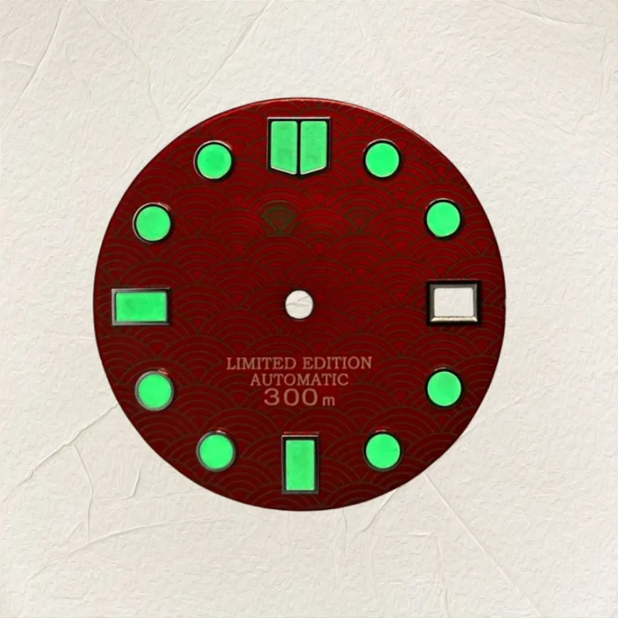 Seigaiha Wath Dial red black dial gold/silver nail luminous dial Fits NH35/36/4R Movement Watch Accessories MOD Date