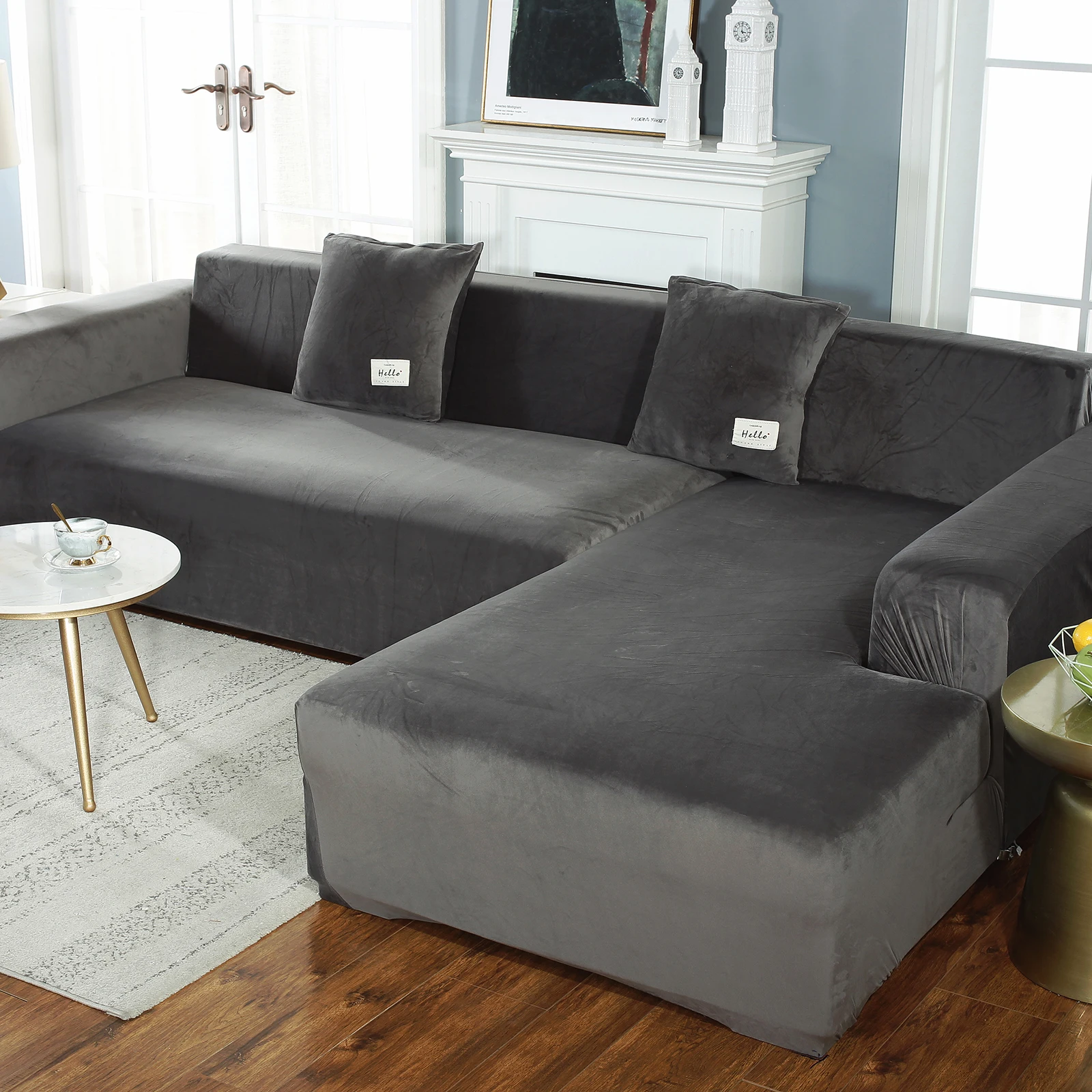 

Бархатные чехлы для дивана, секционные L-образные Чехлы для дивана, подушка на 3 сиденья, универсальный чехол из эластичной ткани