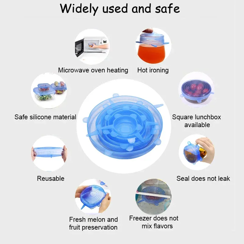 Dishwasher-safe silicone lids cleaned and ready for reuse