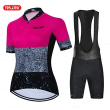 

RAUDAX Womens Cycling Clothing Short Bike Jersey Bike Clothes MTB Ropa Ciclismo Bicycle Uniforme Maillot Quick Dry 19D Pad Road