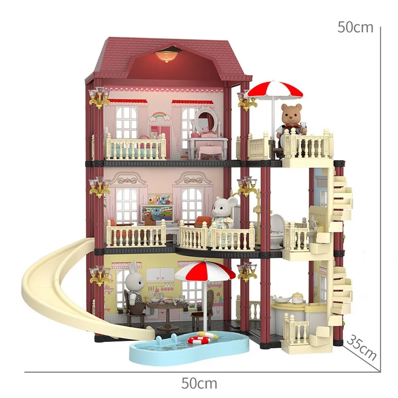 Dollhouse accessories and furniture Miniature Kit Pretend Toys For Kids Forest Family Simulation House Christmas Gift 4