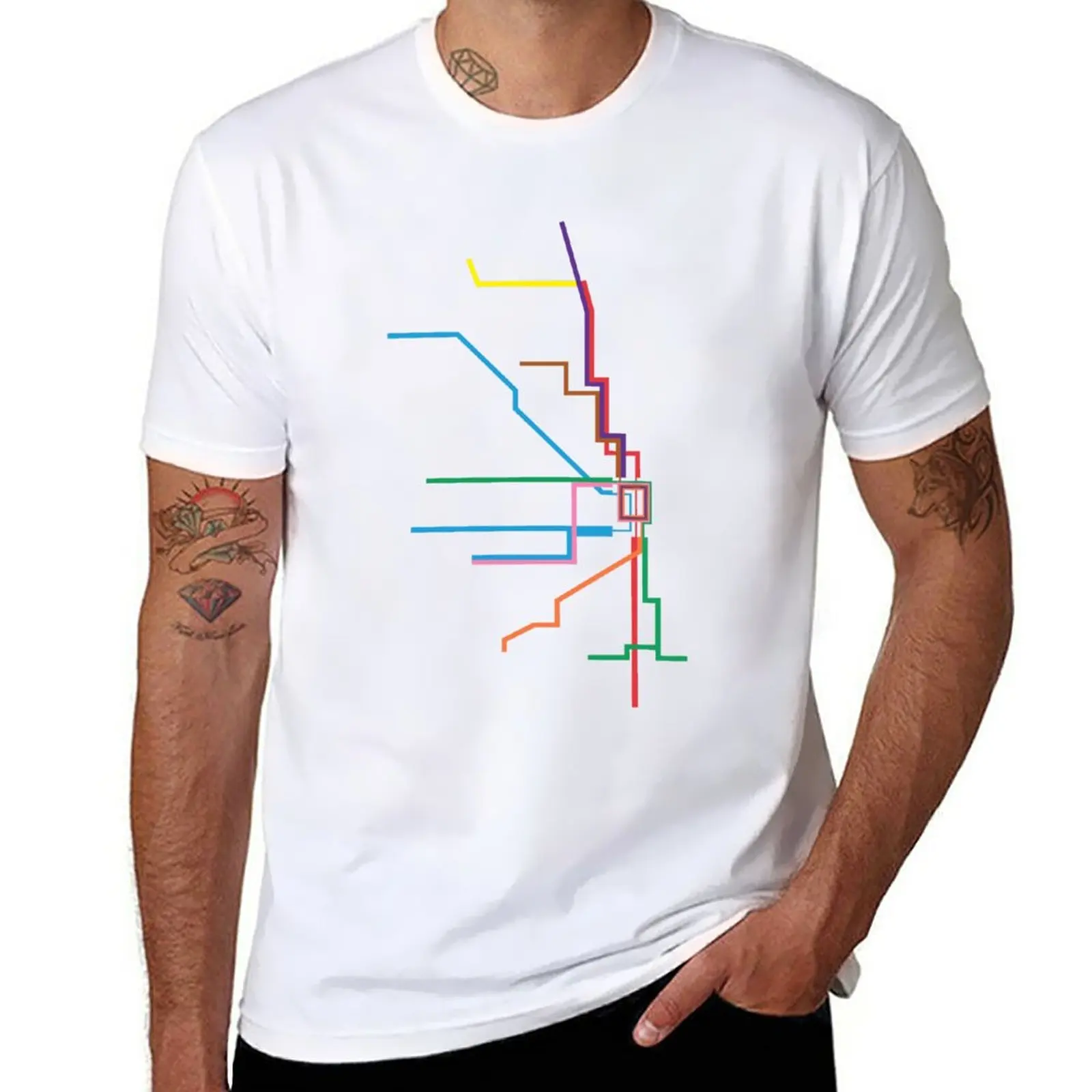 

Chicago Transit Map T-Shirt blank t shirts cute clothes cat shirts Anime t-shirt Men's t-shirts