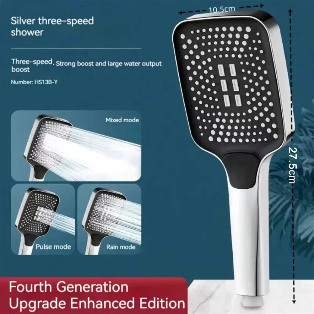 Shower Head Adjustable 3 Mode Rainfall Large Flow High Pressure Water Saving Mixer Bathroom Accessories