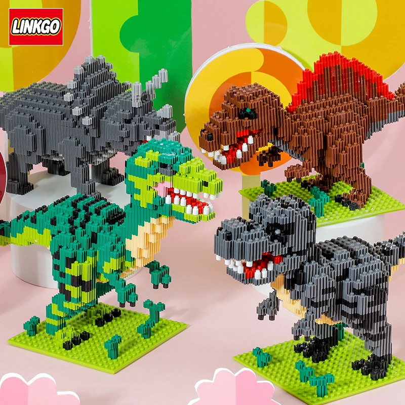 Linkgo Mini bloques de construcción de dinosaurio Jurásico para niños,  Tiranosaurio Rex, Velociraptor, Micro bloques de conexión, figura de  juguete| | - AliExpress