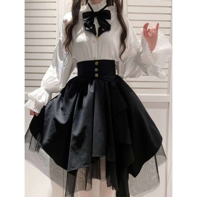 2025 Japanese & Korean Lolita Gothic Vintage Kawaii Irregular Cosplay Skirt Set 16
