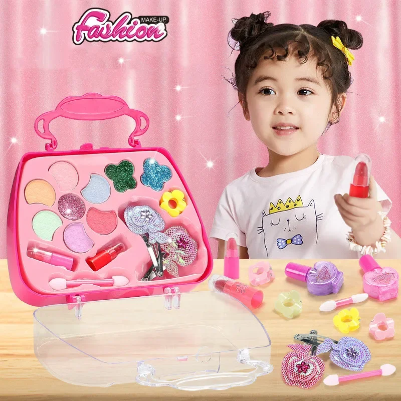 Girls Makeup Tools Set Pretend Play Kit Toys Simulation Lipstick Eye Shadow Blush for Kids Cosplay Christmas Birthday Happy Gift