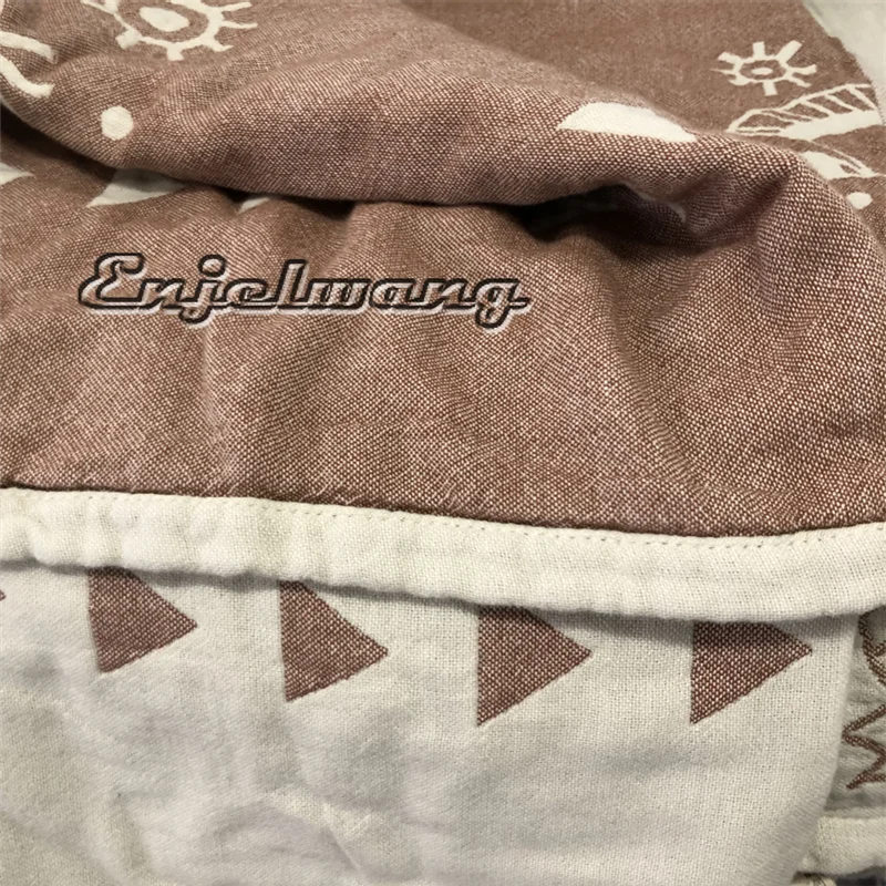 200x230CM Skin-friendly Sofa Towel Quilt Geometric Pattern Thickened Gauze Blanket Soft Durable Vintage Style Bedspr