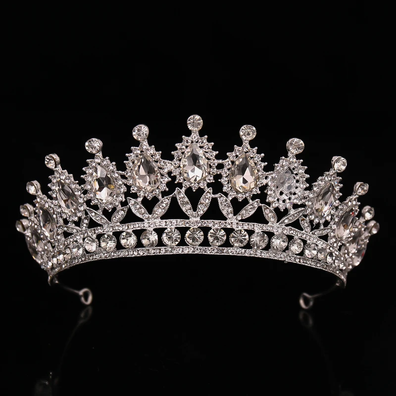 Wedding Crown Gold Silver Color Rhinestone Crystal Diadem Queen Crown Princess Tiaras Bridal Hair Jewelry Party Hair Accessories hair accessory,jewelry accessories,hair headdress,bridal headwear,hair band crown