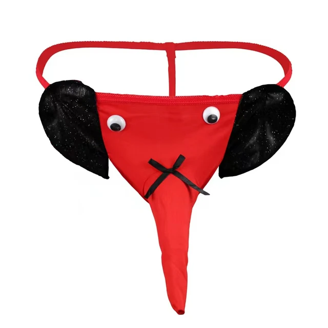 Tanga de elefante exótico sexy masculina, capa de pênis preto e