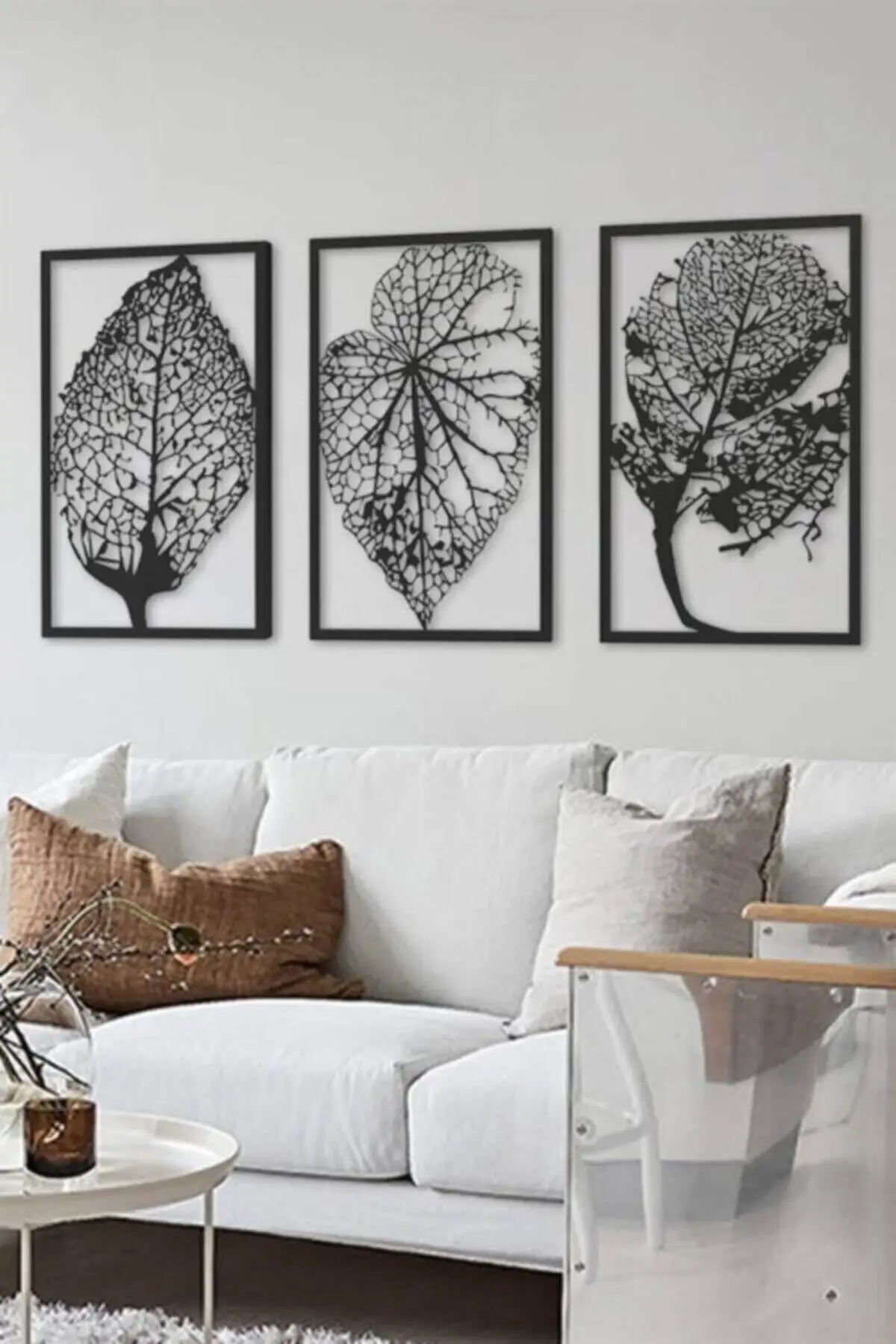 

Home Decor Softclass Decorative Wall Decor Last Spring 3 Piece Black Leaf Wooden Table Large Size Decor Frame Look