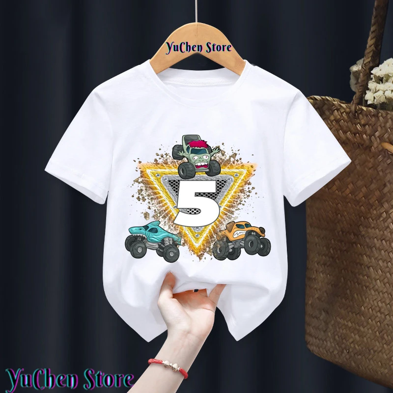 1-9 Years Old T-shirt Birthday Boy T-Shirt Monster Truck Birthday