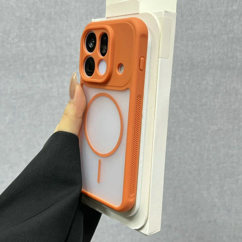 Luxury Frosted Glossy MagSafe Armor Case - Transparent Wireless Charging Hybrid Cover