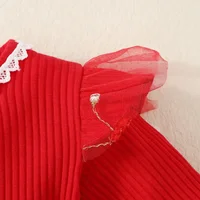 Spring Autumn Newborn Baby Girl Dresses for Girl Princess Lace First Birthday Girl Party Dresses Red Infant Fashion Dresss 4