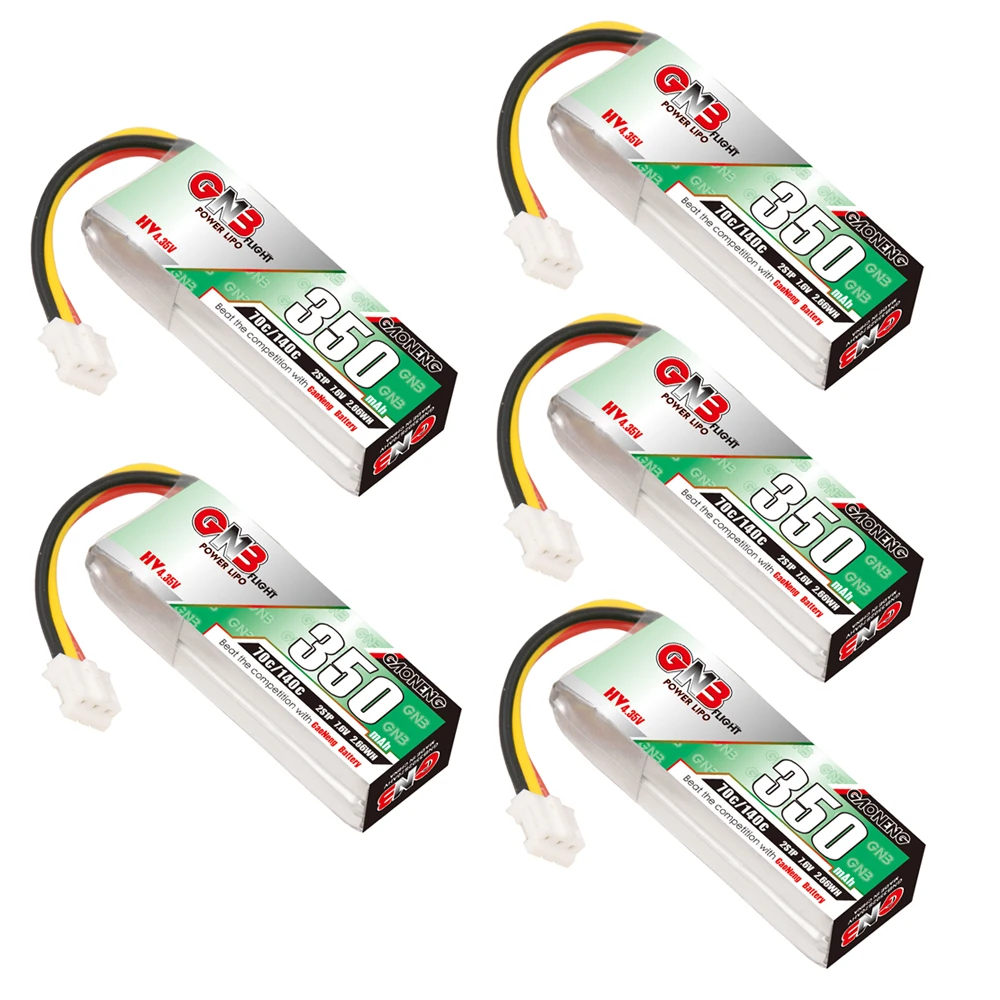 5pcs Gnb Gaoneng 350mah 2s 7.6v 70c/140c Lihv Lipo Battery With Ph2.0