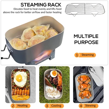 Mini Folding Stove Lunch Box Steaming Rack Combo Set for Picnic Camping Hiking Fishing Mountaineering 6