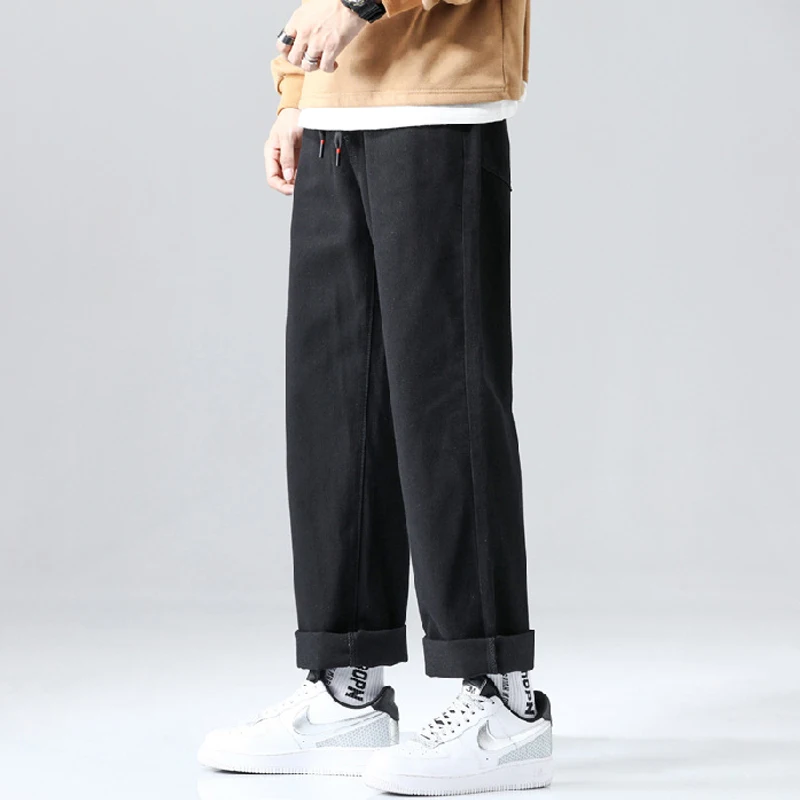 2022 New Hip Hop Streetwear Baggy Jeans For Men Korean Fashion Loose Straight Wide Leg Man Pants Men's Clothing Large Size Black