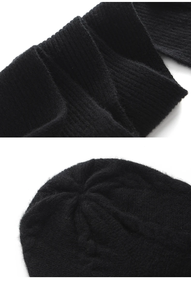 Barak Einteilige Wind- und Schneemütze, verdickter Halswärmer-Schal, Herbst-Winter, neue warme Mütze, 100 % Kaschmir, gestrickte Wollmütze – Detail 26
