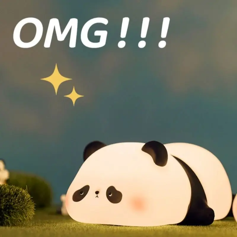 Panda Night Lights For Kids Cute Animal Silicone Timing Rechargeable Lamp Cartoon Panda Bedroom Decoration Kids Boys