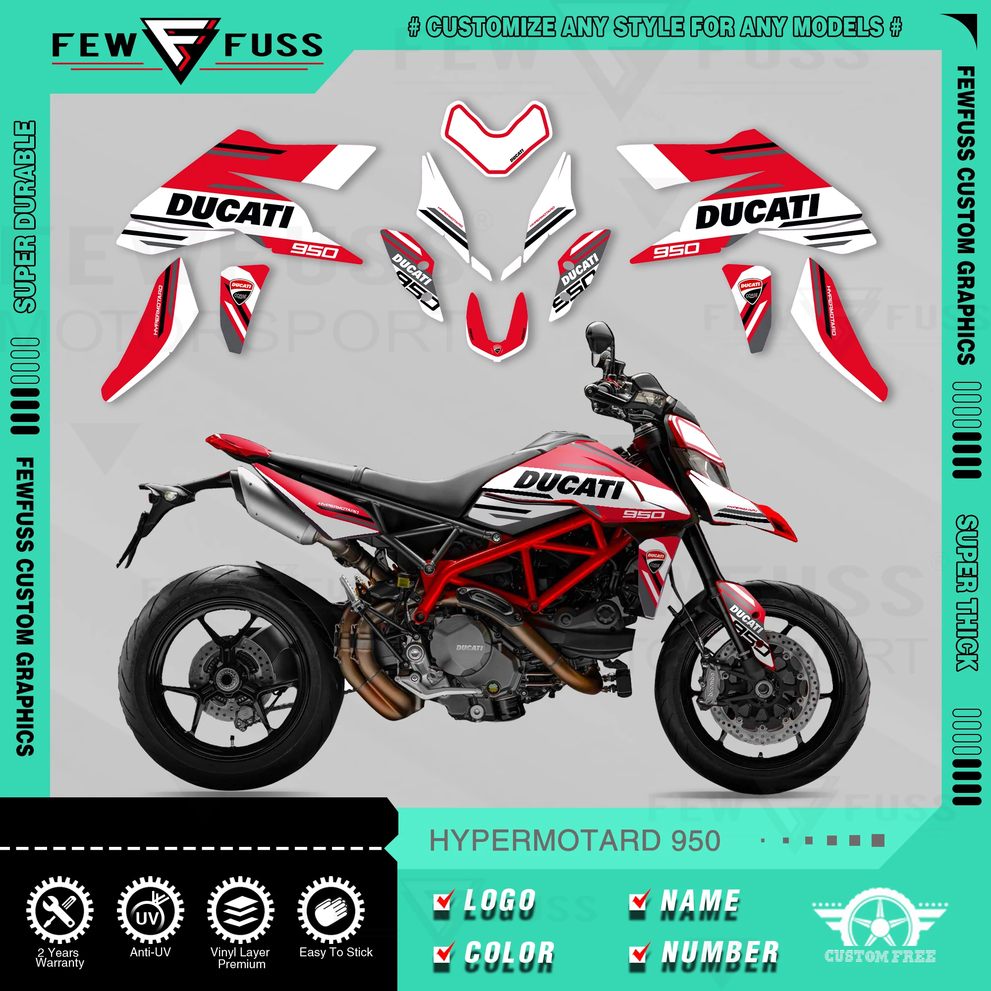 FEWFUSS NEW Team Motorcycle GRAPHICS Sticker Kit Background Decals For