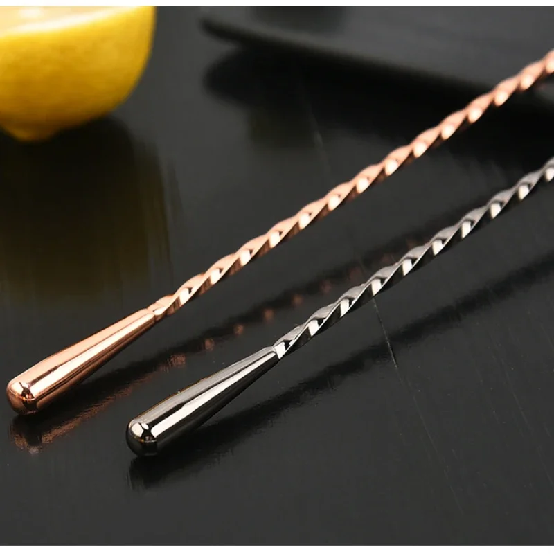 Cocktail Spoon 20/30/40cm Stainless Steel Stir Bar Spoon Mixing Ounces Spiral Pattern Bartender Tools Teadrop Bar Tool
