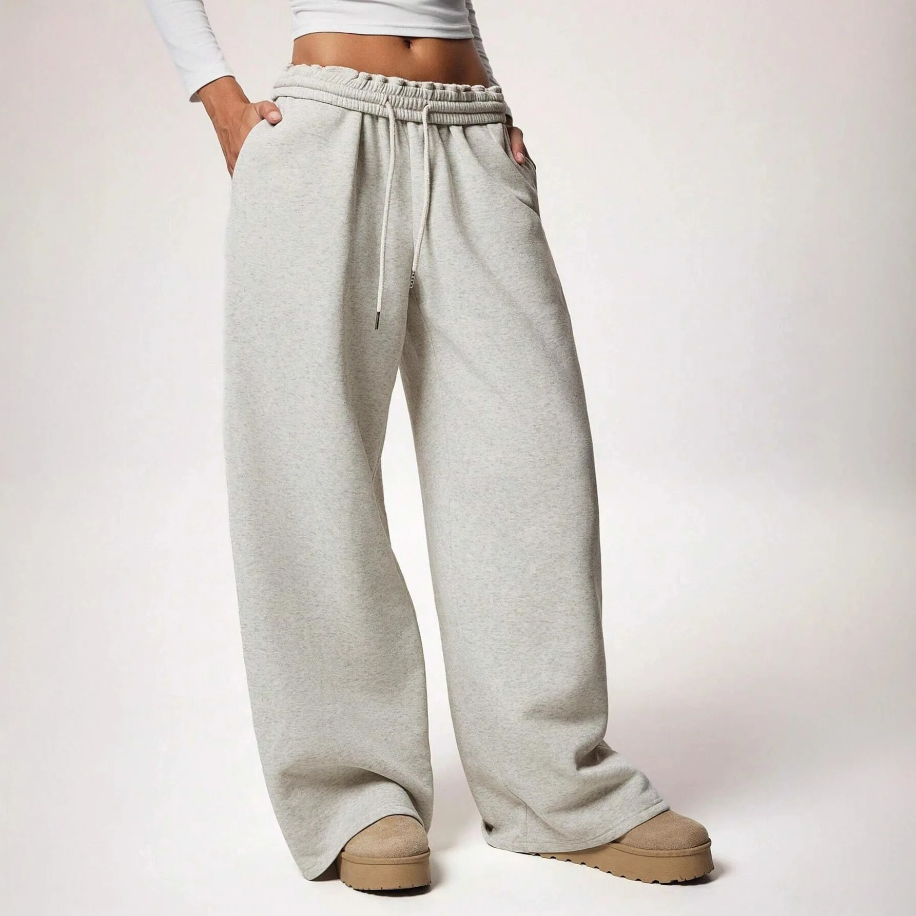 Velvet Thicken Sweatpants for Women Autumn Elastic Waist