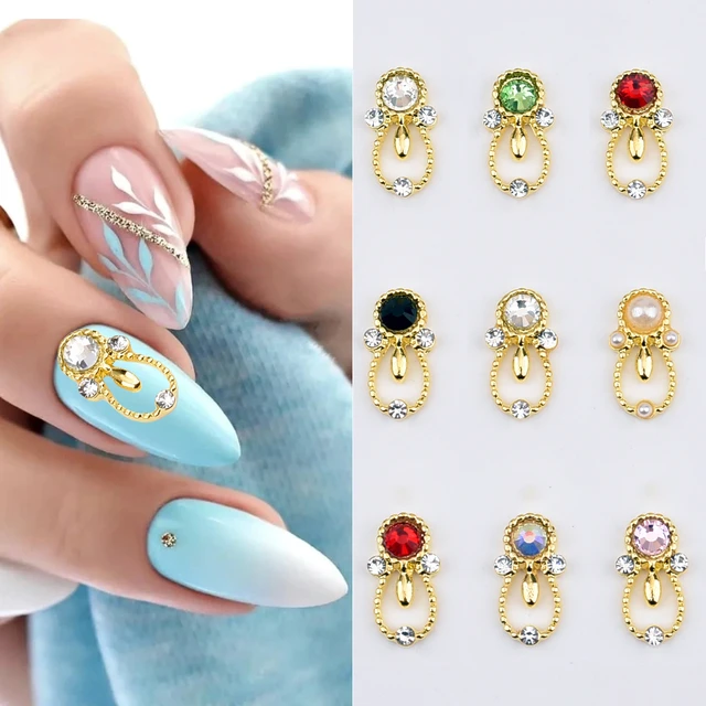 10pcs Luxury Crystal Diamond Gold Nail Jewelry Charms Flatback Gems Crushed  Border Metal Studs for Acrylic Nails Design Supply - AliExpress