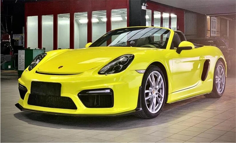 For Porsche Boxster 981 2013-2016 Real Carbon Fiber Front Lip Rear Diffuser Body Side Skirt Kit Vent Cover Trunk Spoiler Refits - - Racext 45