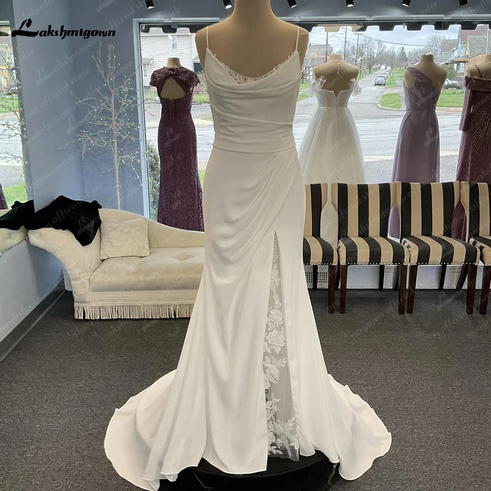 

Lakshmigown Boho Lace Mermaid Split Side Spaghetti Straps Backless Wedding Dress for Women 2024 Scoop Neck Bridal Gown vestidos