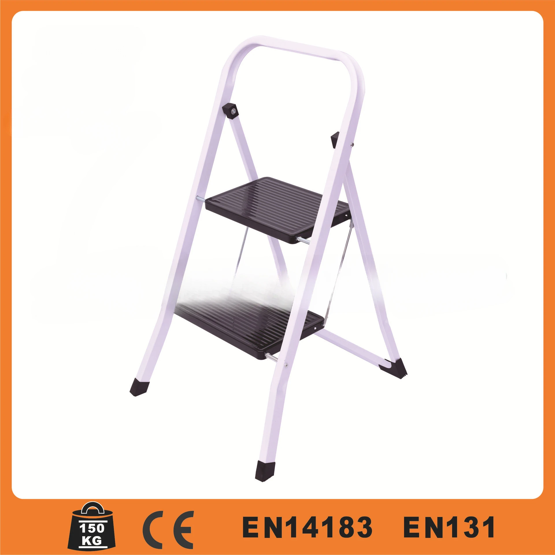 

European standard with non-slip mat thickened two-step, three-step, four-step square pipe iron ladder folding herringbone ladder