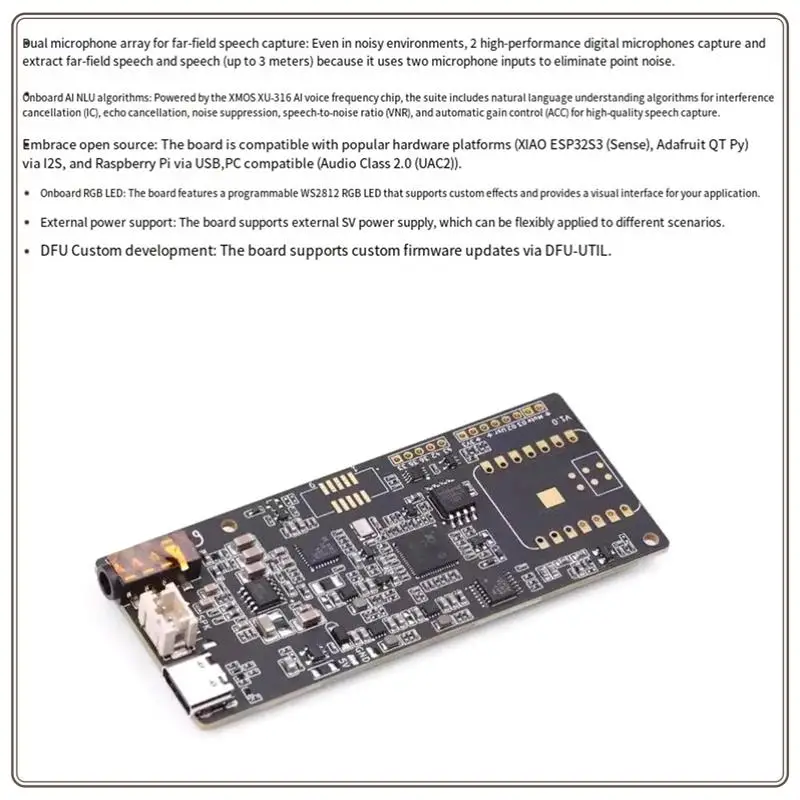Respeaker Lite AI Speech Processing Algorithm Development Board 2 Microphone Array Withspeaker