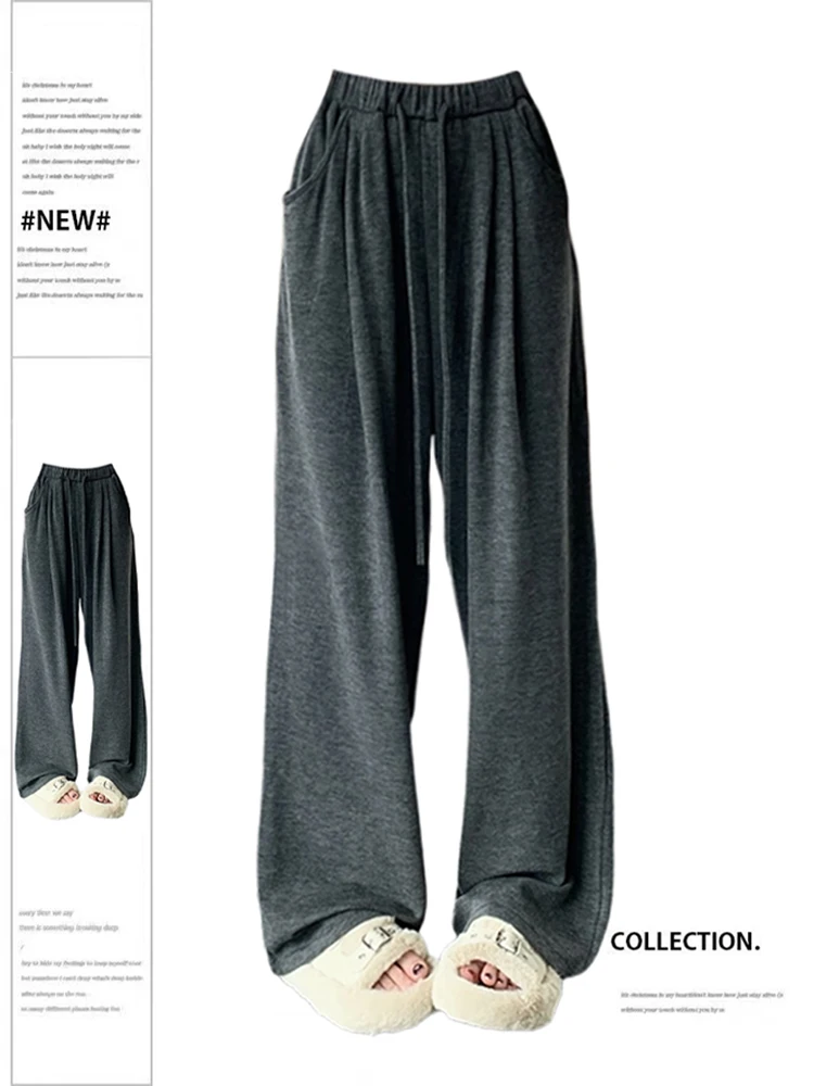 

Women Grey Sweatpants Baggy Vintage Y2k Harajuku 90s Oversize Pants High Waist Wide Leg Jogger Trouser Streetwear 2000s Clothes