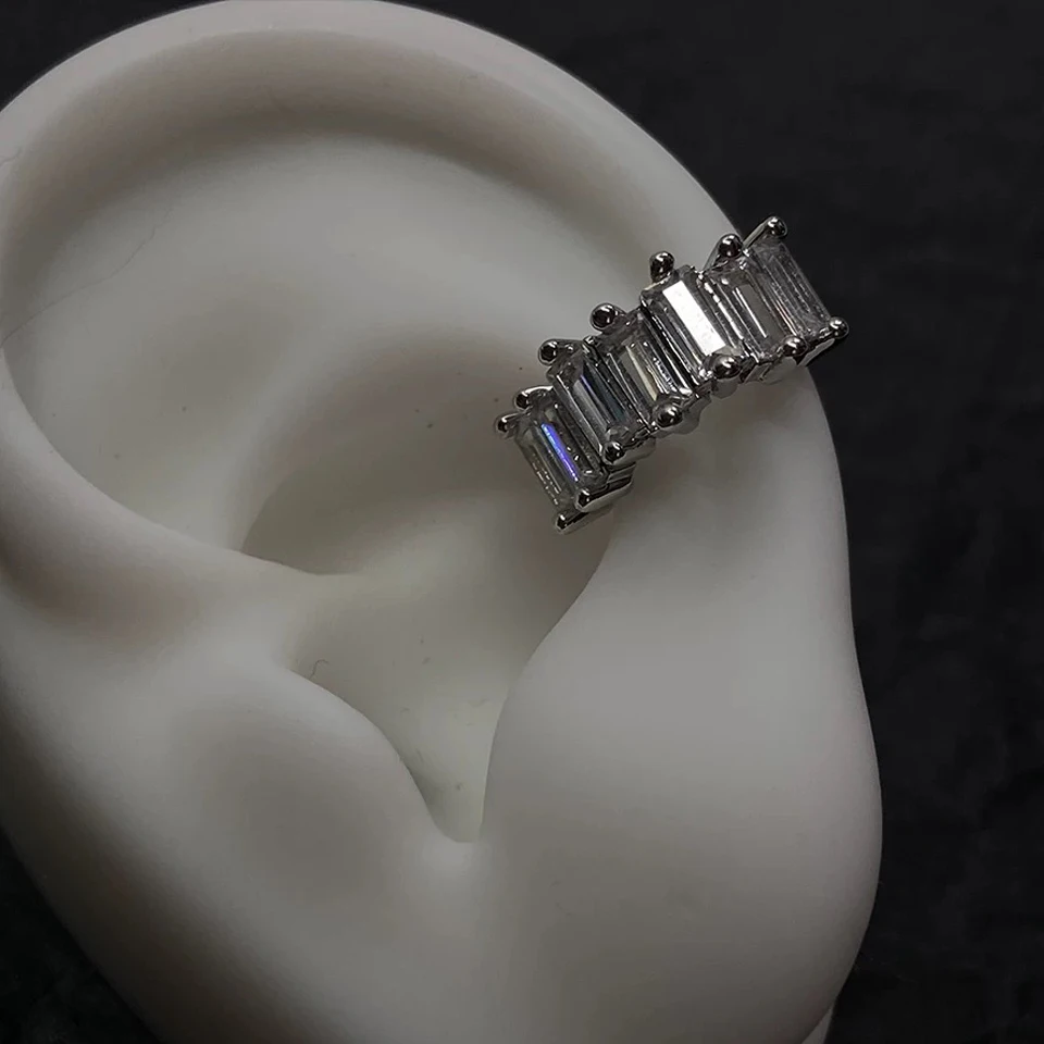 Square Zircon Ear Clip Earrings for Women Girls Geometry Ear Cuff Party Jewelry 1Pcs