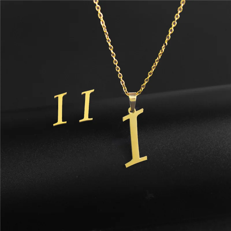 alphabet pendant necklace and earrings set