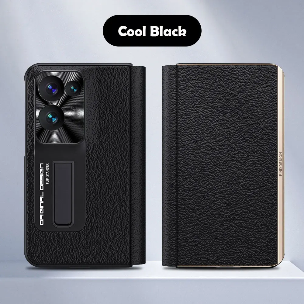 Suitable for OPPO Find N2 leather phone case genuine leather ultra-thin bracket folding Nappa pattern protective case