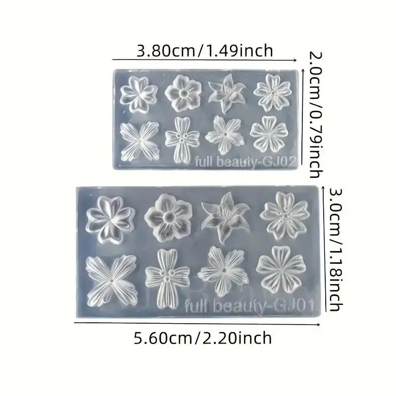 Z. 2 Pcs 3d 꽃 실리콘 네일 몰드 릴리 다섯 꽃잎 꽃 네일 투명 몰드 Diy 네일 아트 장식 매니큐어 디자인 도구