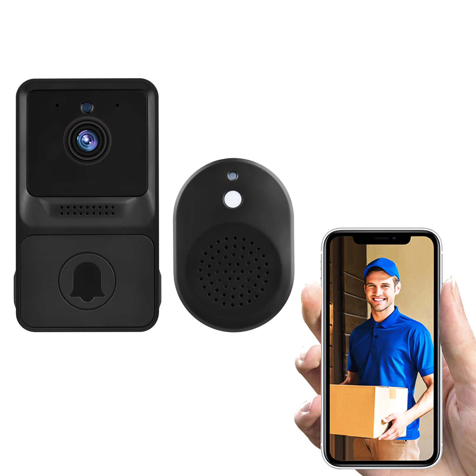 

1080P High Resolution Visual Smart Security Doorbell Camera Wireless Video Doorbell with IR Night Vision Real-Time Monitoring