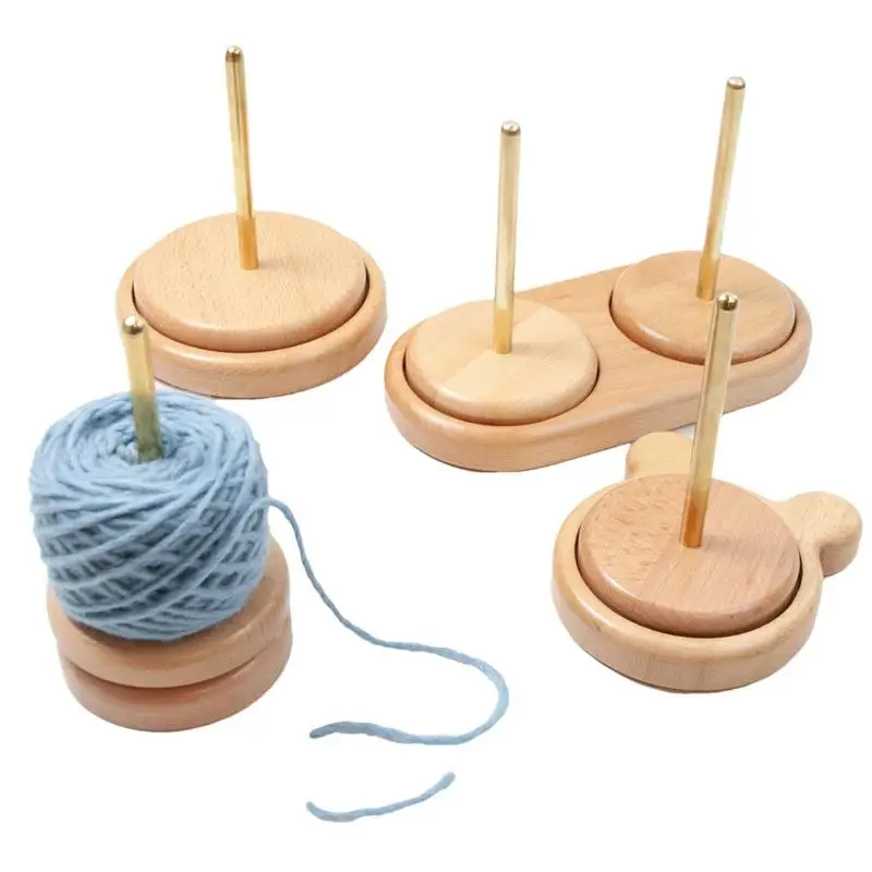 Knitting Yarn Holder Wooden Yarn Roller Crochet Tools Knitting Yarn Winder Rotation Axis for Smooth Weaving Crocheting Supplies