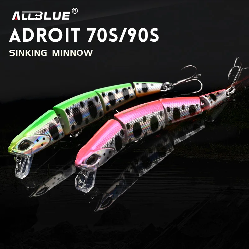 ALLBLUE Professional Jointed Swimbait 70mm 90mm Sinking Minnow Fishing Lure Jerkbait Artificial Hard Baits for Pike Bass Perch allblue professional jointed swimbait 70mm 90mm sinking minnow fishing lure jerkbait artificial hard baits for pike bass perch