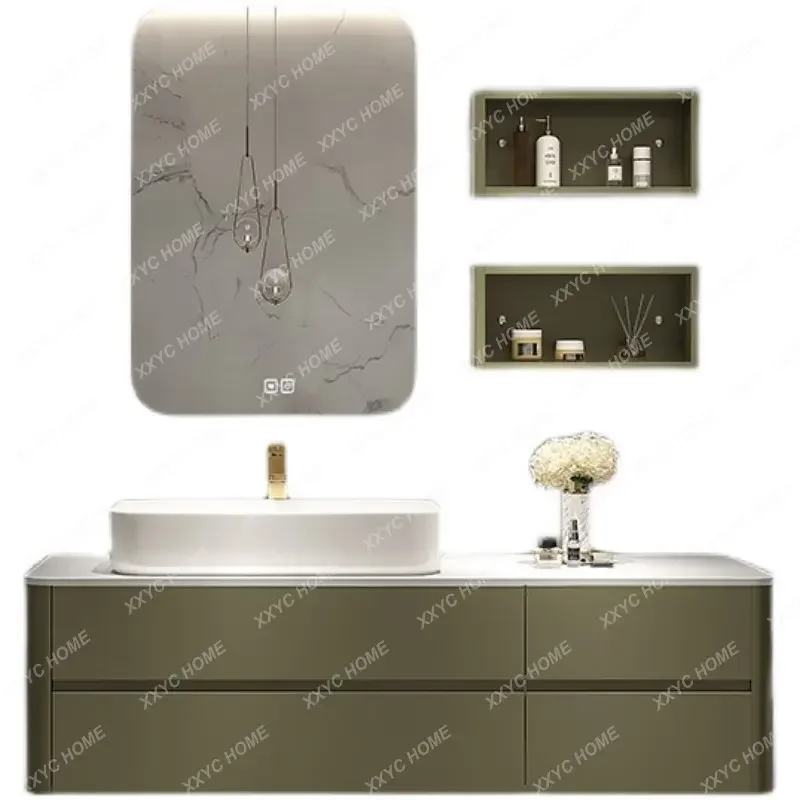 Whole Washbin Bathroom Oak Bathroom Cabinet Combination Wall-Mounted Simple Washbasin Sink Washstand