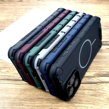 Luxury Shockproof Armor Matte Case For iPhone 17 16 15 14 13 12 Pro Max 16Pro 15Pro For Magsafe Mag Safe Wireless Charge Cover 1