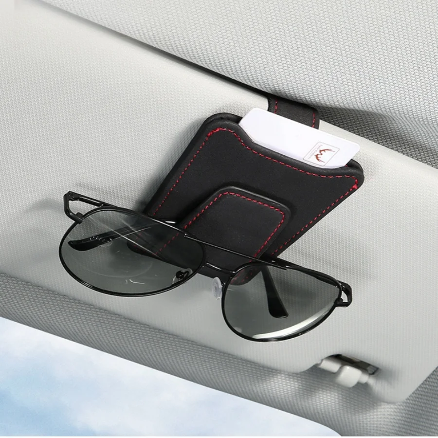Luxury Suede Leather Car Visor Sunglass and Ticket Holder Clip