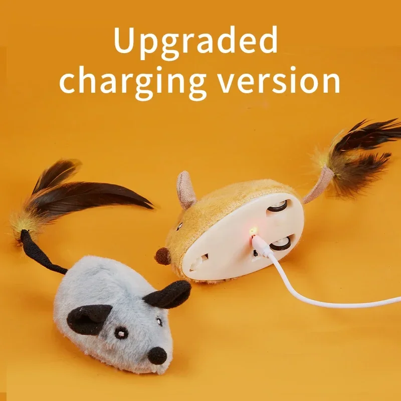 Smart Running Mouse Cat Toy Interactive Random Moving Electric Toys USB charging Simulation Mice Kitten Self-Playing Plush Toys - 6